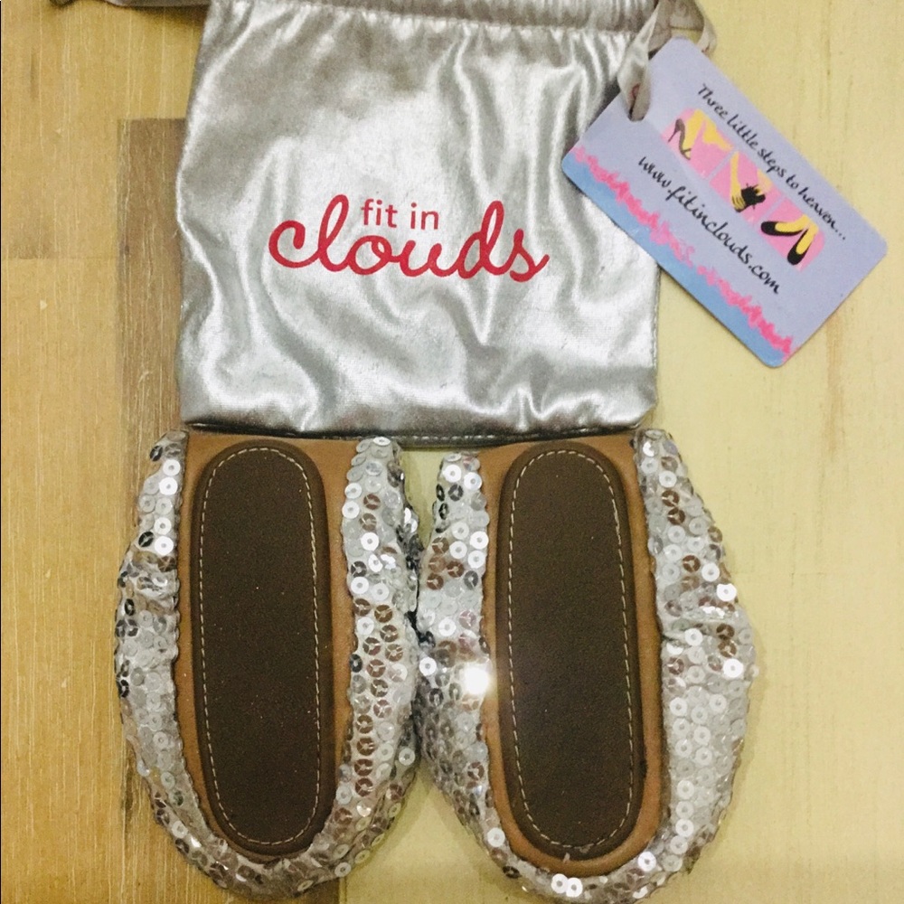 Clouds silver sequin slip-ons 7.5/8
